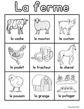 French Farm Vocabulary By Mme Kinder Tpt