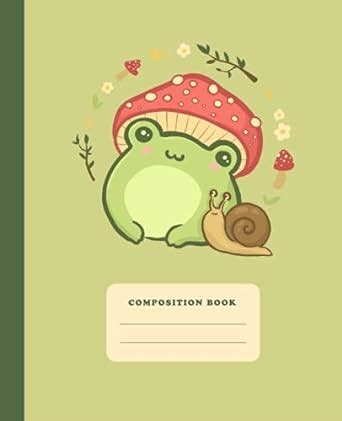 Composition Book Cute Frog With Mushroom Hat College Ruled Notebook