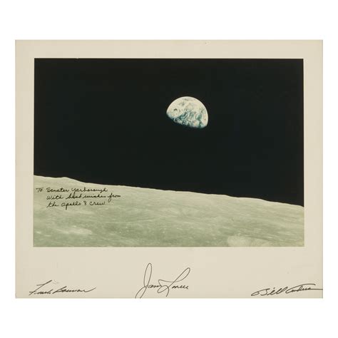 Apollo 8 Earthrise Signed By The Crew And Inscribed To Senator