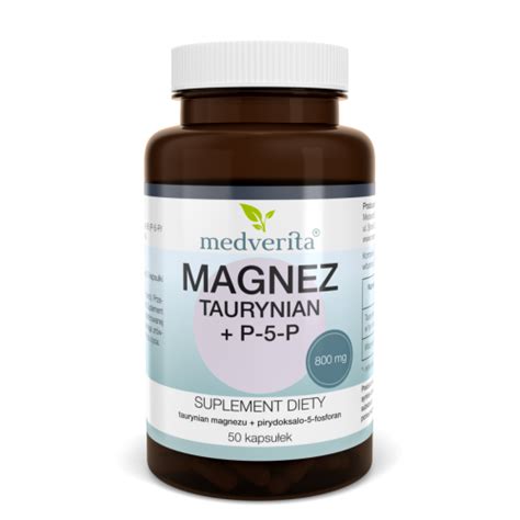 Magnez taurynian + P-5-P - 50 kapsułek Medverita - suplementy diety