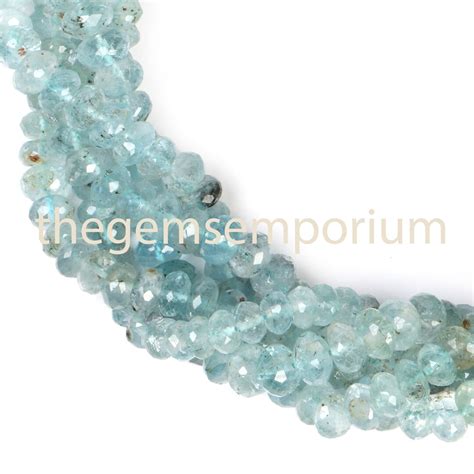 Shaded Aquamarine Faceted Rondelle Beads Aquamarine Faceted Beads