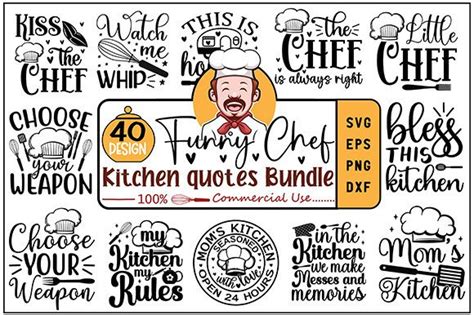 Funny Chef Kitchen Quotes Svg Bundle Graphic By Bdb Graphics Creative