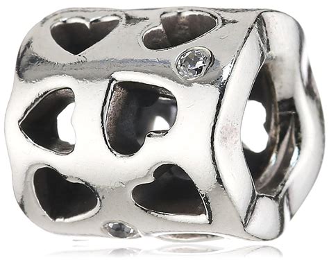 Pandora Women S Sterling Silver Cubic Zirconia Openwork Heart Charm