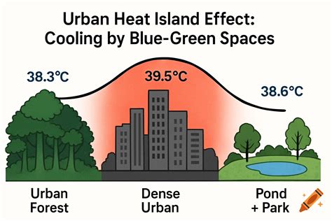 diagram illustrating  urban heat island effect showing