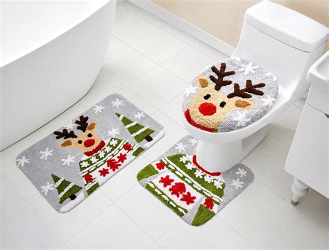 VCNY 3 Piece Christmas Reindeer Bath Rug Set - Walmart.com - Walmart.com