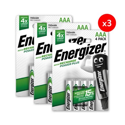 Pack De 3 Energizer Power Plus Rechargeable Aaahr03 Pack De 4 Piles