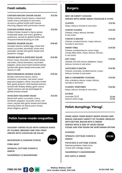 Online Menu Of Wakey Wakey Cafe Restaurant Leigh On Sea United Kingdom Ss9 2ur Zmenu