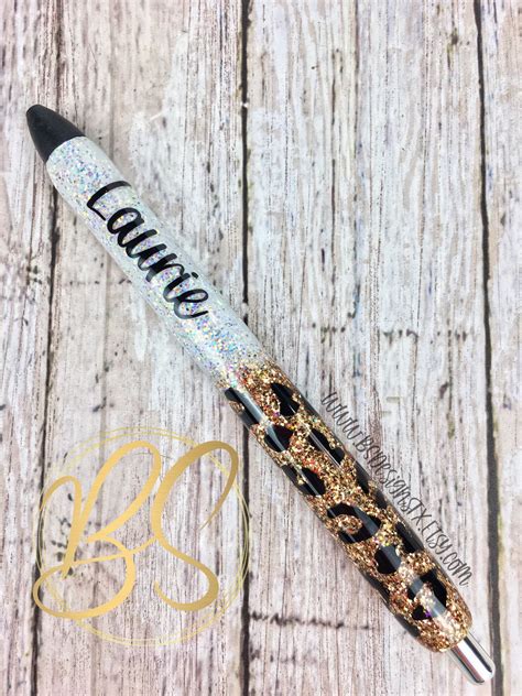 Leopard Glitter Pen Custom Epoxy Pen Personalize With Name