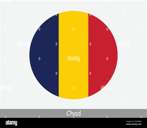 Chad Round Circle Flag Chadian Circular Button Banner Icon EPS Vector