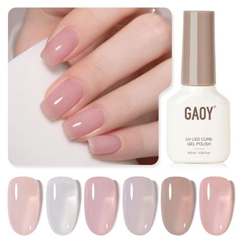 Amazon Gaoy Jelly Nude Gel Nail Polish Set Transparent Colors Milky White Pink Brown