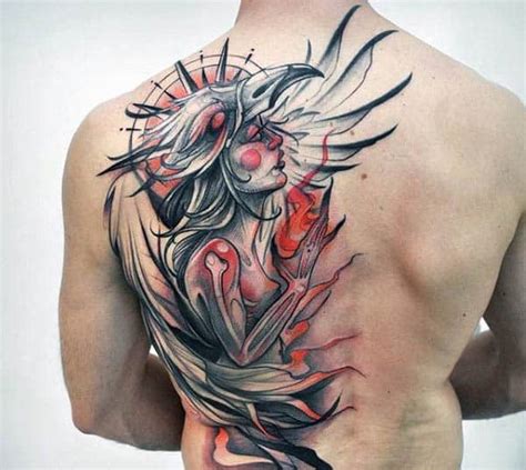 40 Phoenix Back Tattoo Designs For Men - Flaming Bird Ideas