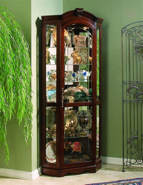 Corner Lighted Curio Cabinet