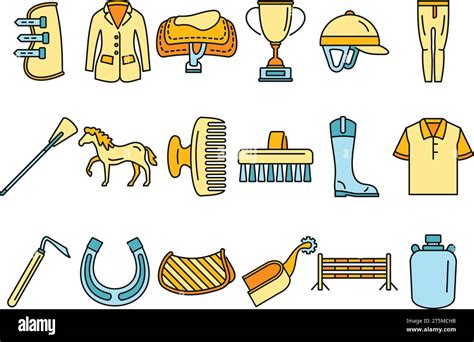 Horseback Riding Gear Icon Set Outline Set Of Horseback Riding Gear