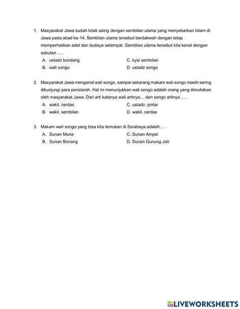 Latihan Soal Online Exercise For 4 Live Worksheets