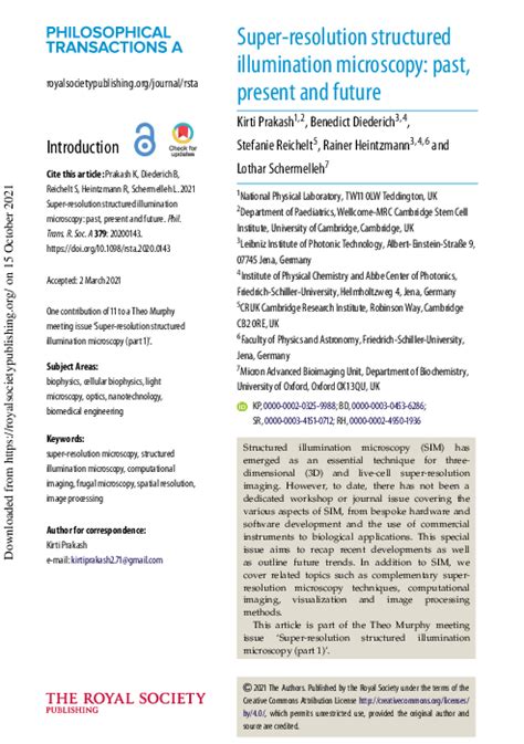 Pdf Super Resolution Structured Illumination Microscopy Past