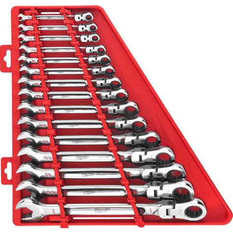 Milwaukee 48 22 9413 Flex Head Ratcheting SAE Combination Wrench Set