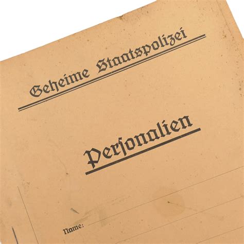 Documents / Passes: 'Geheime Staatspolizei' Personal Details Folder