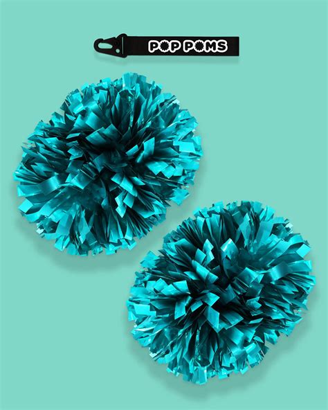 Teal Aqua Metallic 6 Pop Poms I Love Cheer®