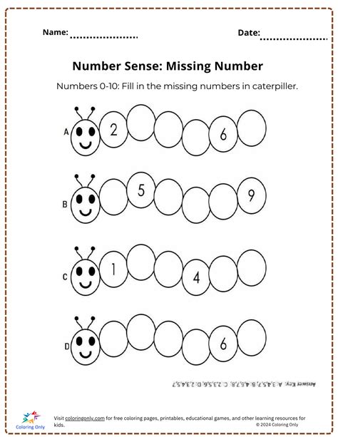 Number Sense Missing Number Free Printable Worksheet