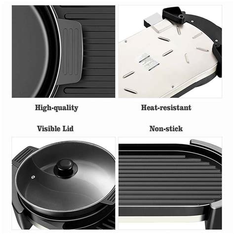 Portable Electric In Non Stick Tabletop Grill With Hot Pot Indoor Counter Grill Balma Home
