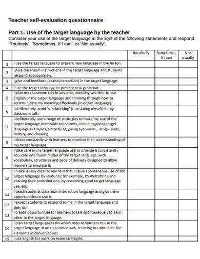 Self Evaluation Questionnaire 10 Examples Format Pdf