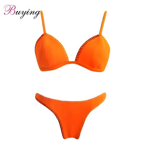 New Sexy Women Bikini Set Solid Wireless Two Piece Bathing Suit Beach