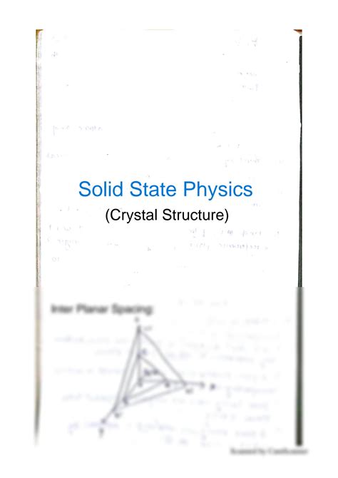 SOLUTION: Inter planar spacing, study notes - Studypool