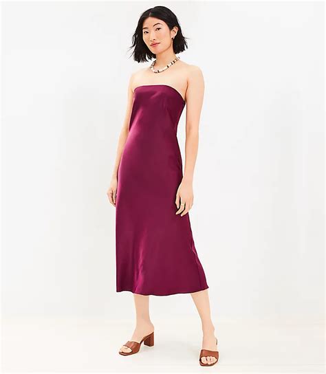 Satin Strapless Midi Dress