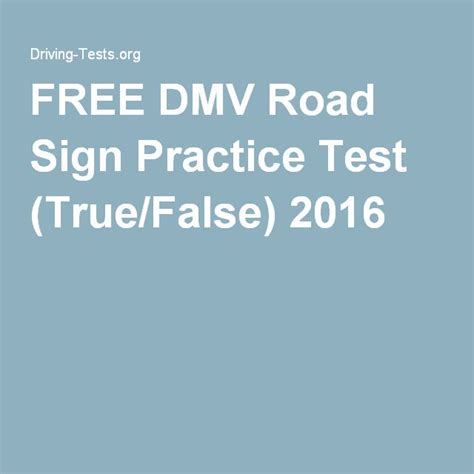 FREE DMV Road Sign Practice Test (True/False) 2016 | Road signs ...