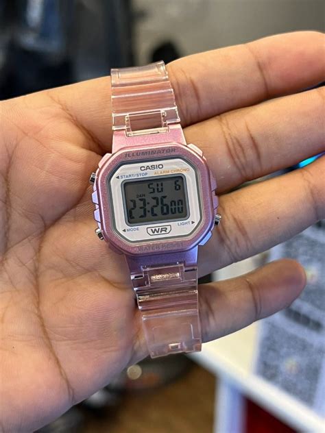 ORIGINAL CASIO Illuminator Digital PINK Transparent Resin Band Watch LA