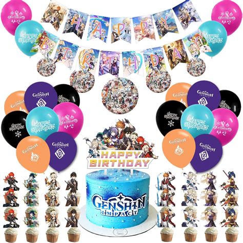 96 Pcs Genshin Impact Party Supplies, Birthday Party Decorations Include Genshin Impact Stickers ...