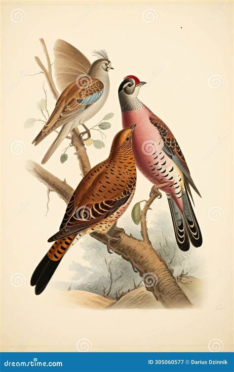 Vintage Illustrations Depicting Colourful Exotic Birds Ai Generative