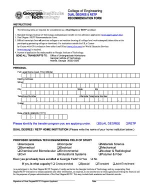 Dual Degree Retp Recommendation Form Gpc Home Fill And Sign