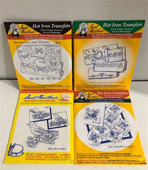 Aunt Marthas Days Of Week Birds Galore Flowers Hot Transfers Cross Stitch Lot 4 EBay