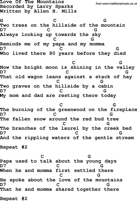 Love Of The Mountains Bluegrass Lyrics With Chords