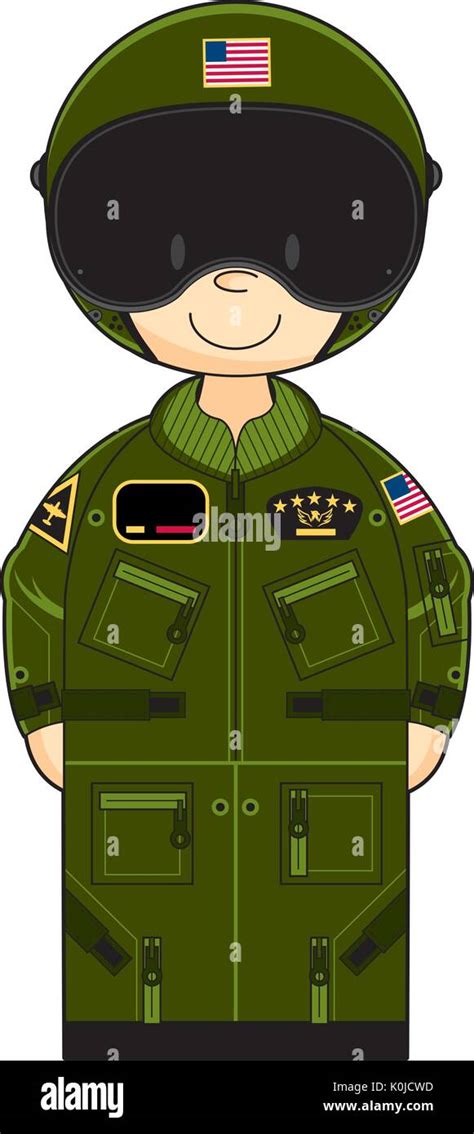 Caricatura Piloto de Aviación Militar ilustración vectorial Imagen Vector de stock - Alamy