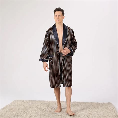 Men S Plus Size Robe Silk Robe Robes Gown Silk Kimono 2 Pieces Waves Simple Comfort Home Daily