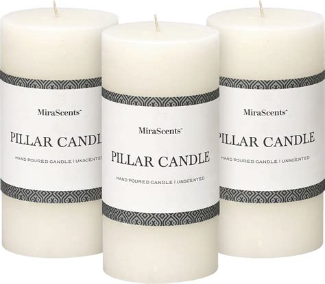 3x6 Inch White Pillar Candles Set Of 3 Hand Poured Unscented Candles Long Clean