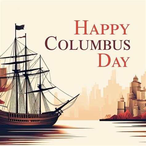 Premium Ai Image Happy Columbus Day Background With Ship Illustration