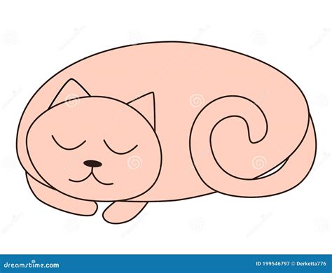 Cat Sleeping Cartoon Fat Cute Drawn Vector Stock Illustration ...