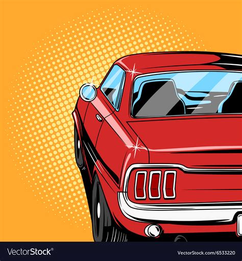 Red car comic book style Royalty Free Vector Image