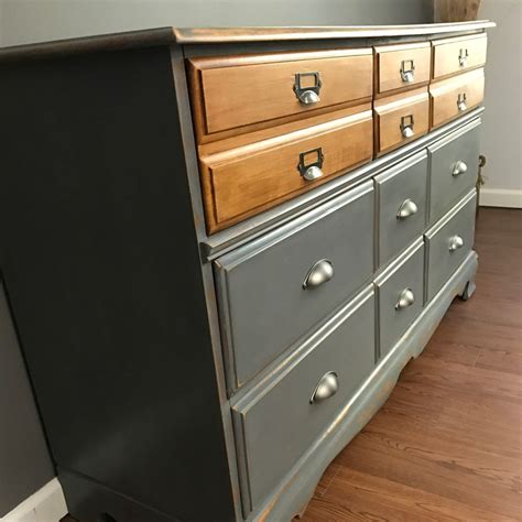 Stunning Two Tone Dresser With New Cup Pulls Hardware Two Tone