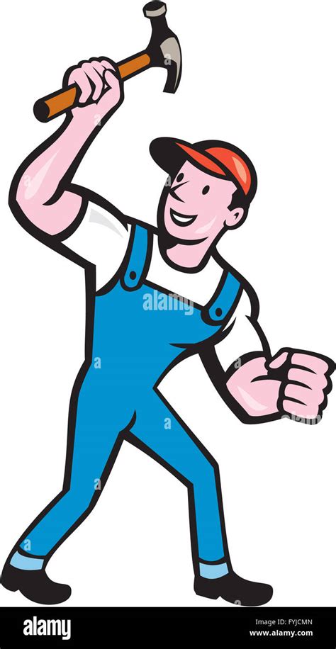 Cartoon Carpenter Builder Holding Hammer Hi Res Stock Photography And