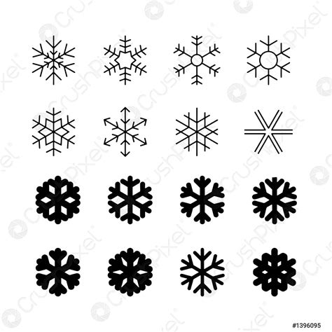 Snowflake Icons Black Vector Silhouette Illustration - stock vector ...