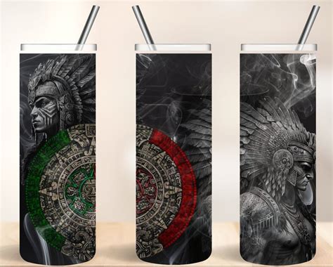 Aztec Warrior Aztek Calendar Png Oz Skinny Tumbler Sublimation Wrap