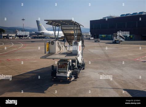 Aircraft Steps Being Driven On The Tarmac At Florence Amerigo Vespucci