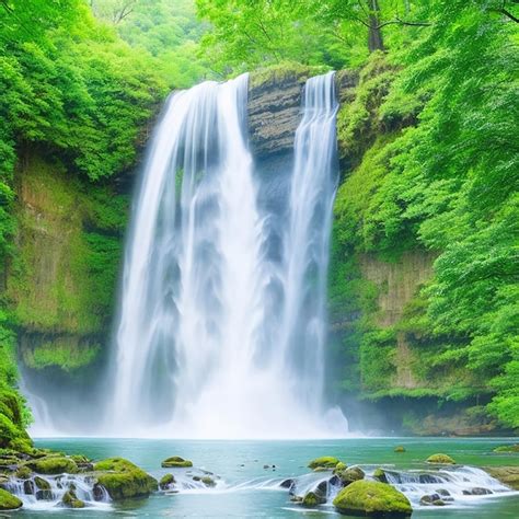 Premium Ai Image A Tranquil Scene Of The Majestic Waterfall In The