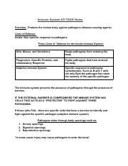 Immune System ATI TEAS Notes Pdf Immune System ATI TEAS Notes