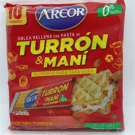 Arcor Oblea rellena de turrón y maní 10X25g