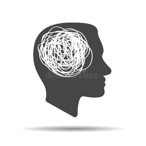 Silhouette Of Human Head With Tangled Line Inside Like Brain Concept